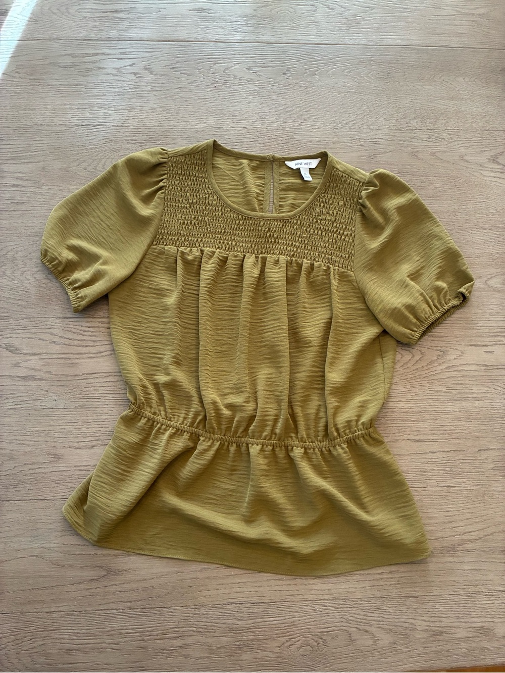 Olive Smocked Peplum Blouse